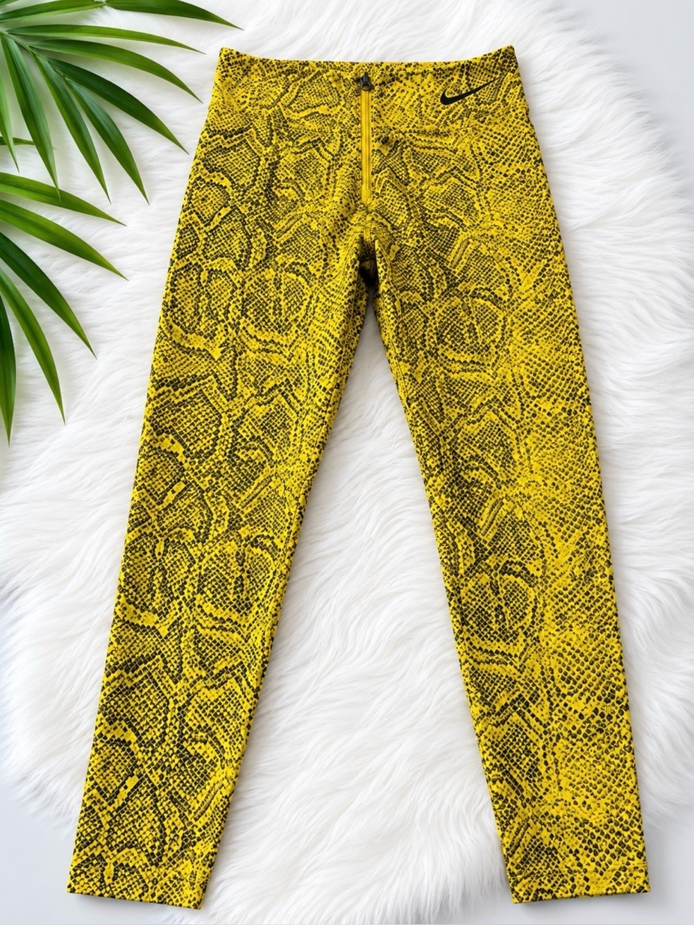 Nike Speed Yellow Python Snake Print Leggings XS Y2K